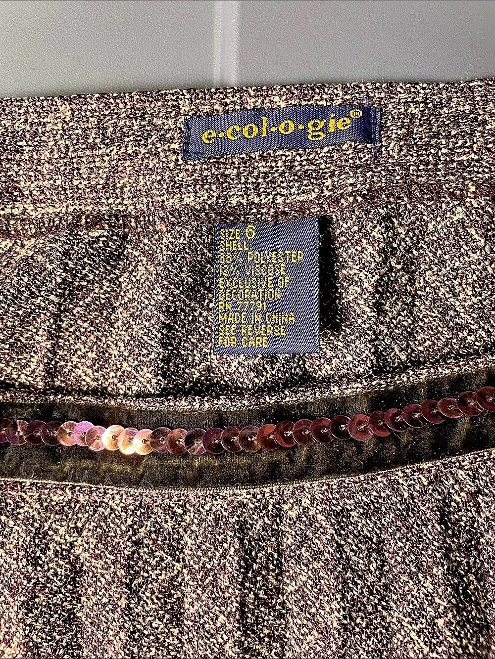 Vintage e-col-o-gie Pleated Sequin Waistline Maxi Skirt in Brown Size 6 - Picture 3 of 10